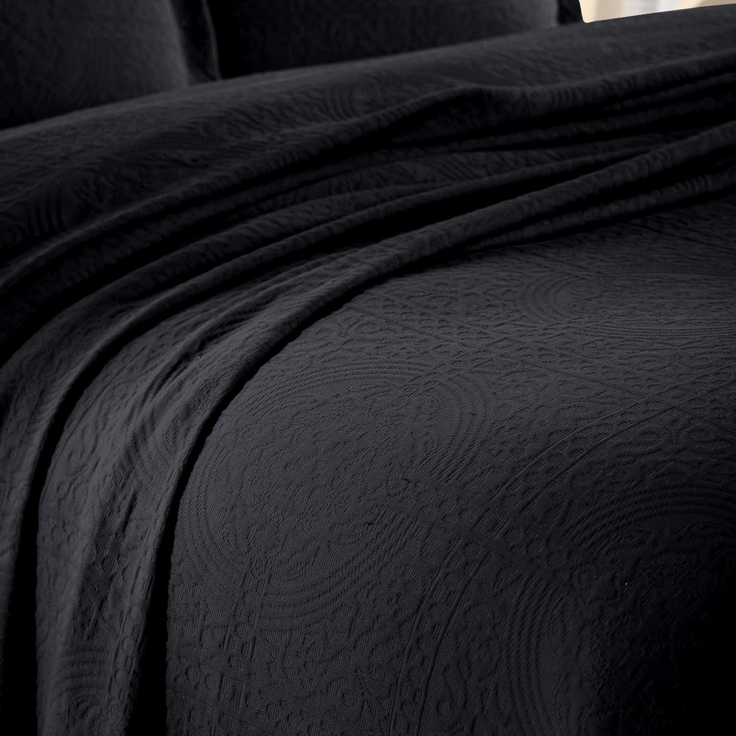 Superior Cotton Fleur De Lis Bedspread Set Black Full