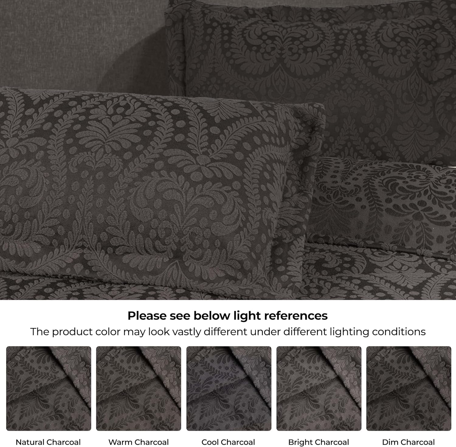 Superior Aspen Cotton Blend 2 Piece Bedspread Set Charcoal