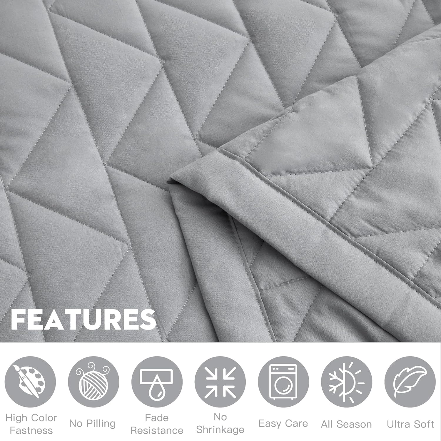 Blythease Oversized King Bedspread Set Grey 128x120