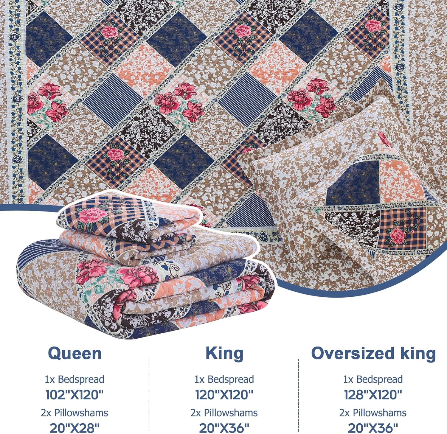 Finlonte Oversized Bedspread Set 3pc - 120x120 Inches