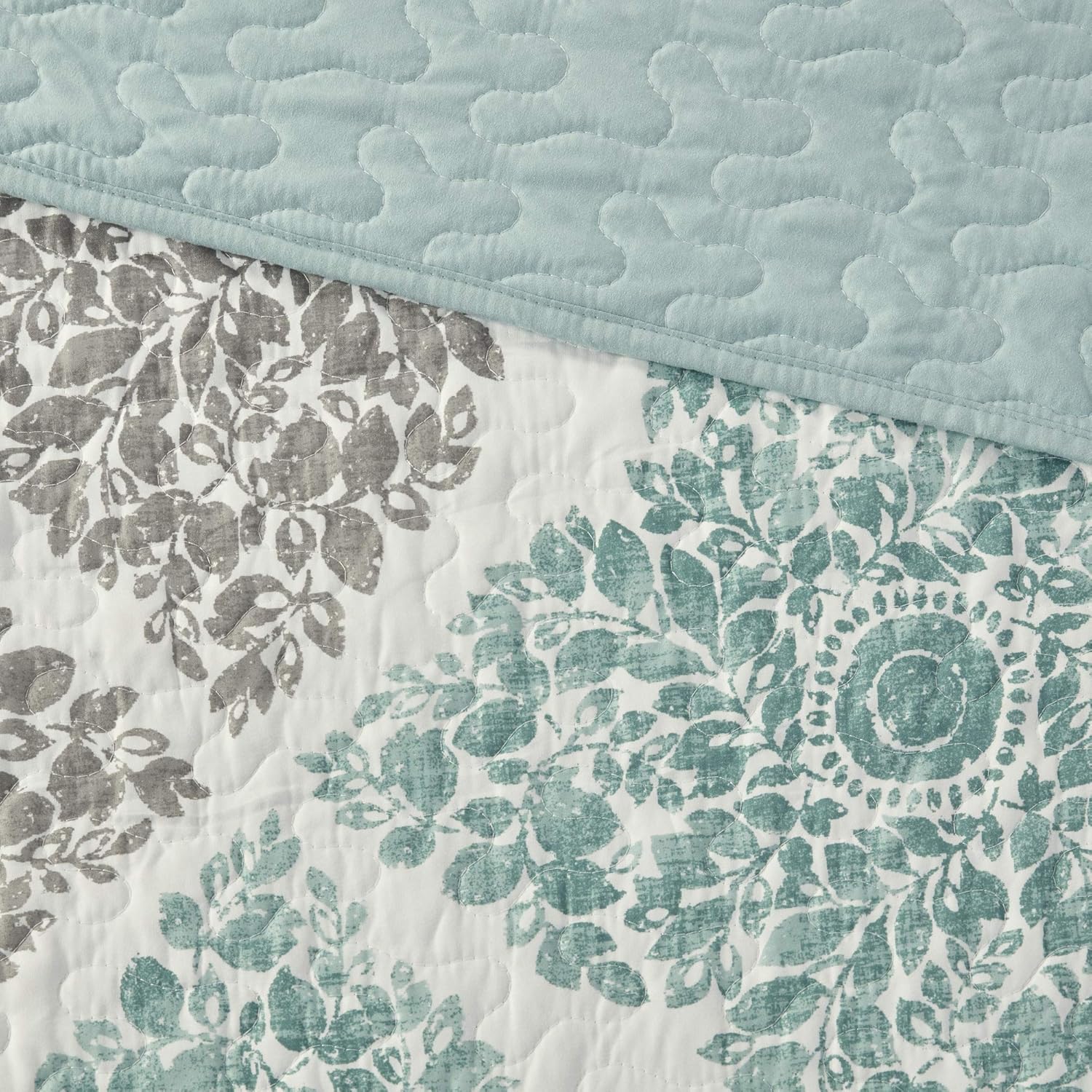 Madison Park Claire Quilt Coverlet Set - 6 Piece Diamond Aqua Pattern KingCal King