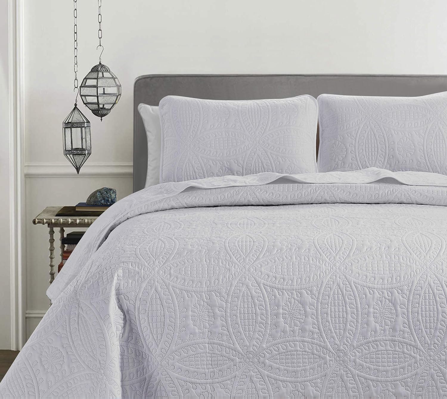 Chezmoi Collection 3-Piece Bedspread Set King White