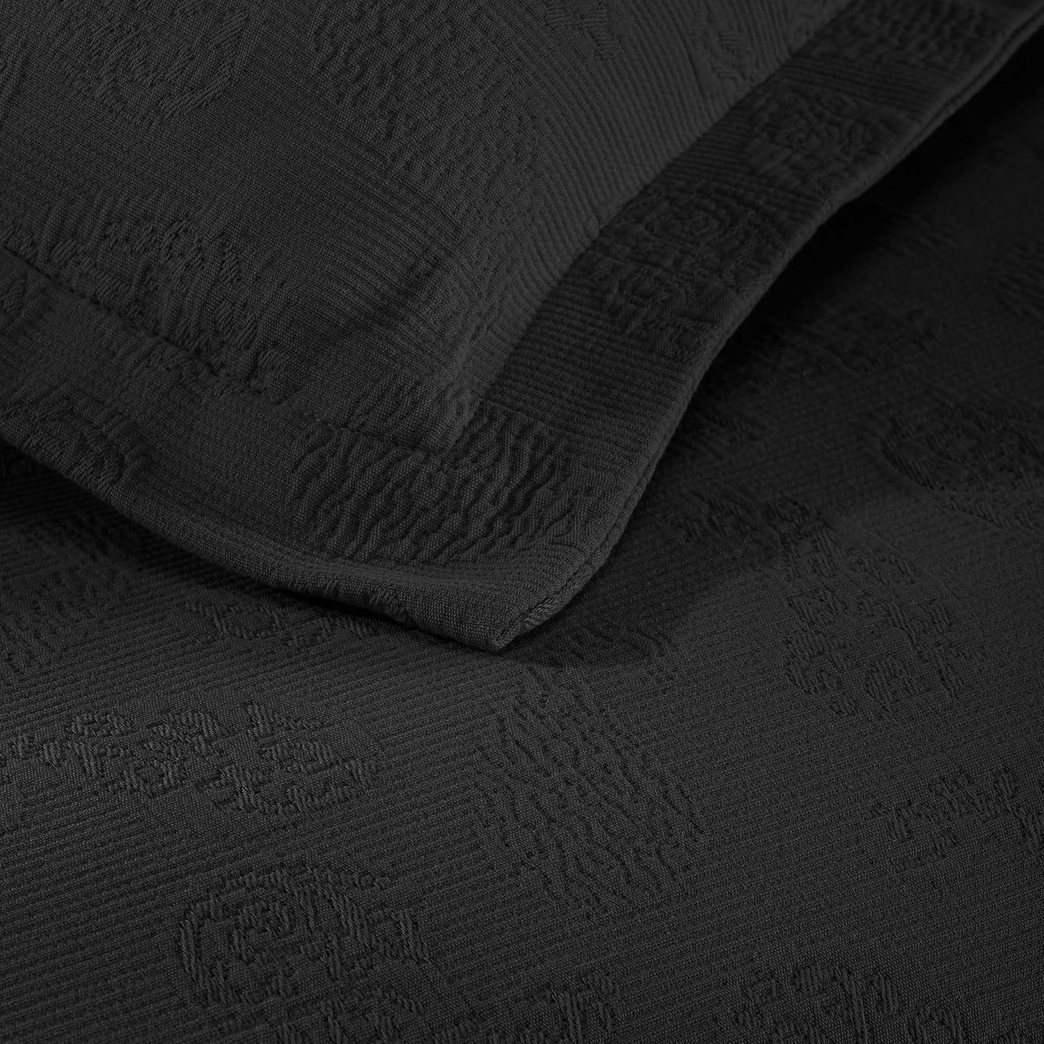 Superior Paisley 3 Piece Cotton Bedspread Set Queen Black