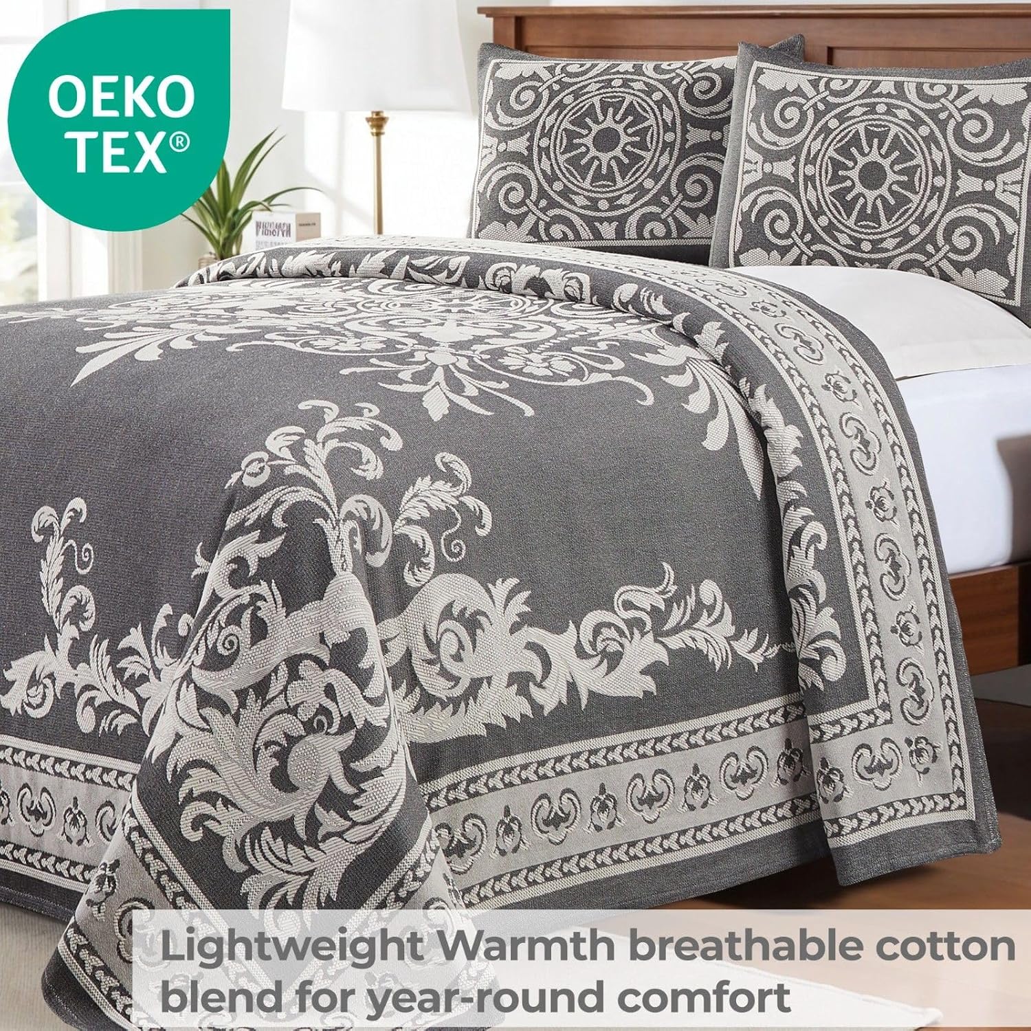 Superior Oversized Bedspread Set with Pillow Shams