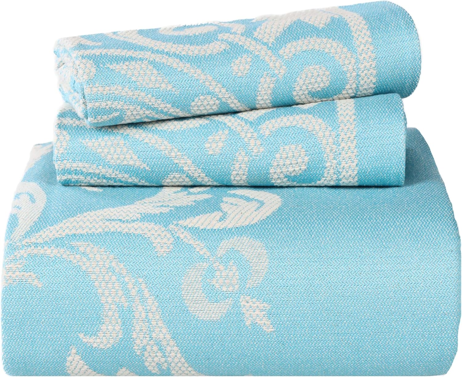 Superior Cotton Blend Bedspread Set Twin Aqua
