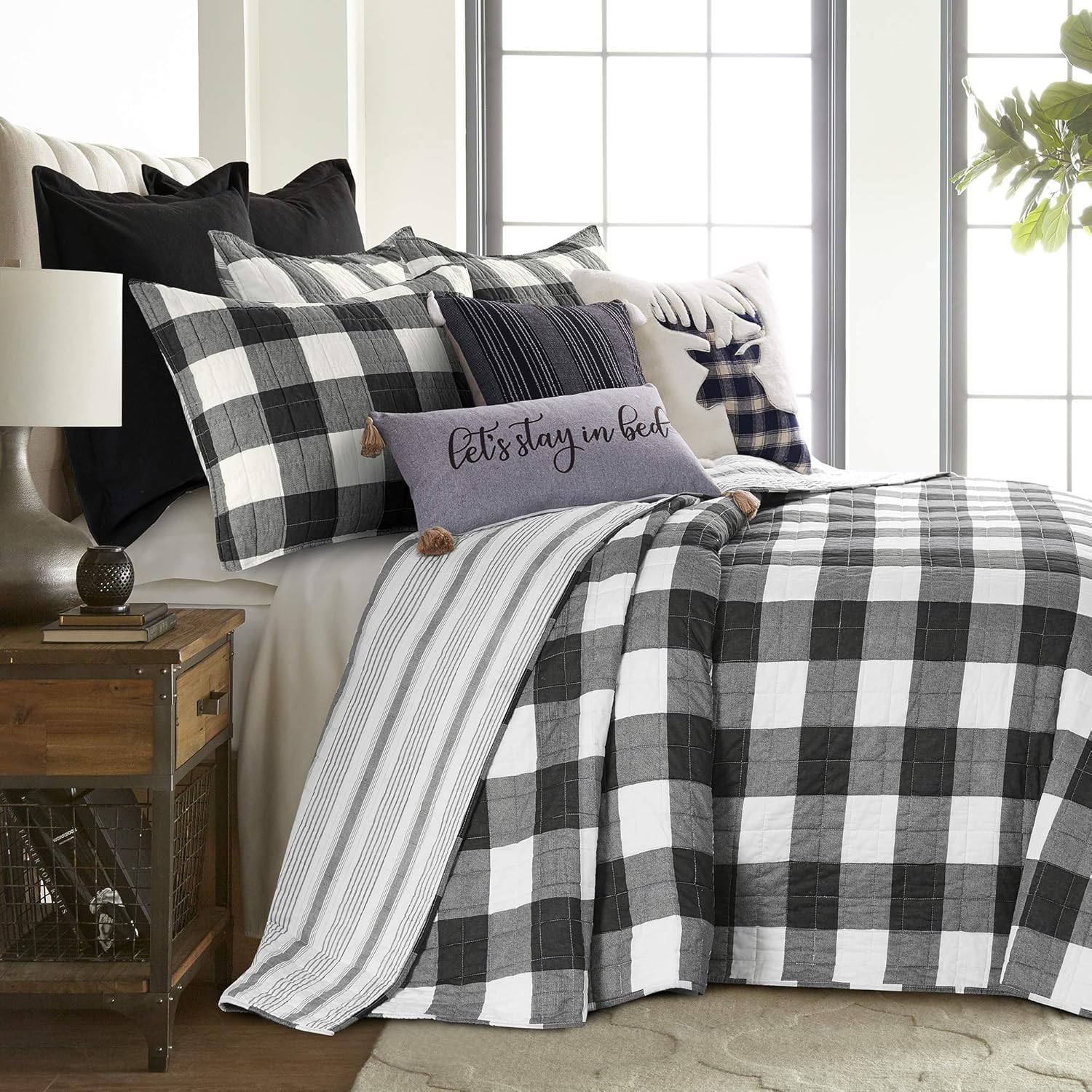 Levtex Home Camden Bedspread Set Queen Black Cream