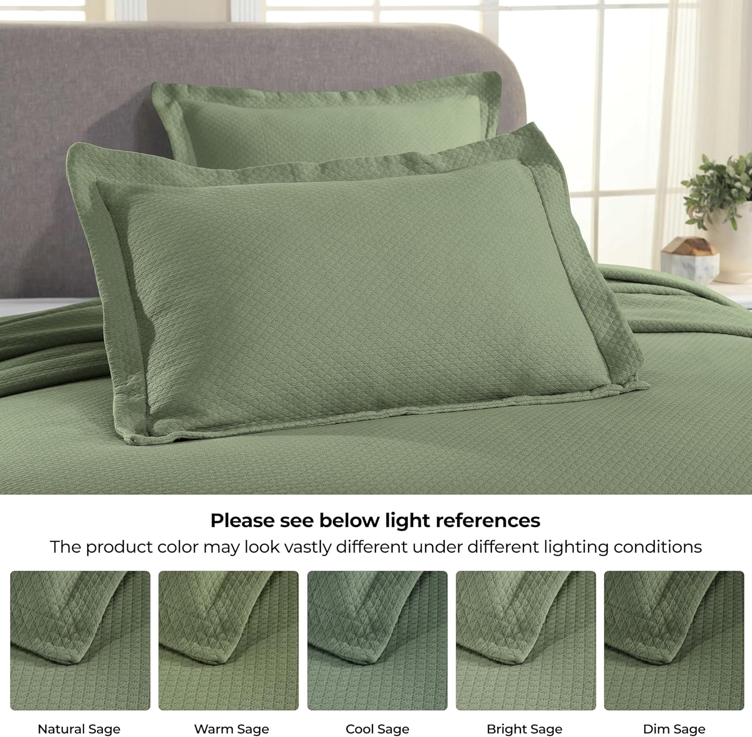 Superior Oversized Bedspread Set Diamond Solitaire Design Twin Sage