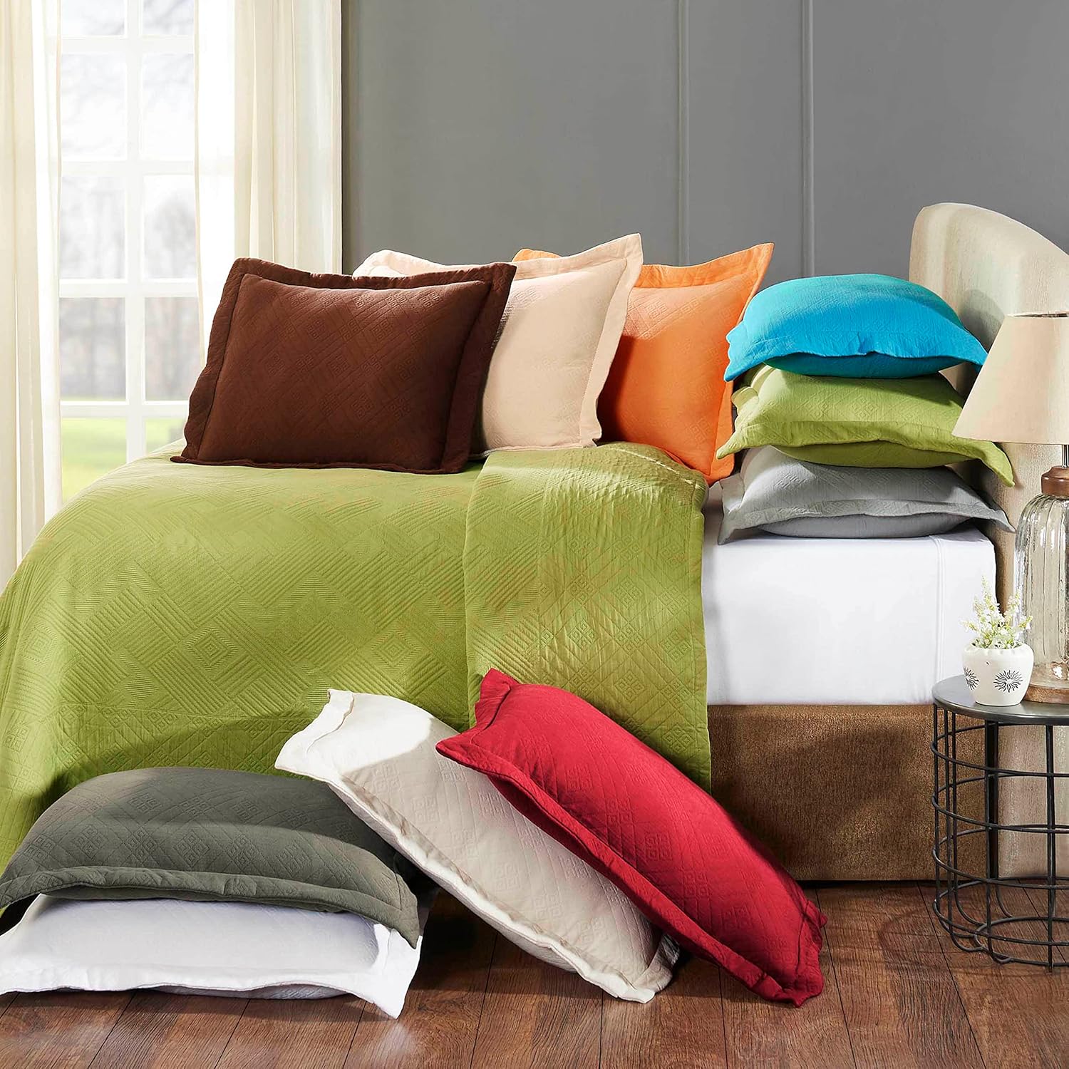 Superior 100 Cotton Geometric Bedspread Set Twin Charcoal