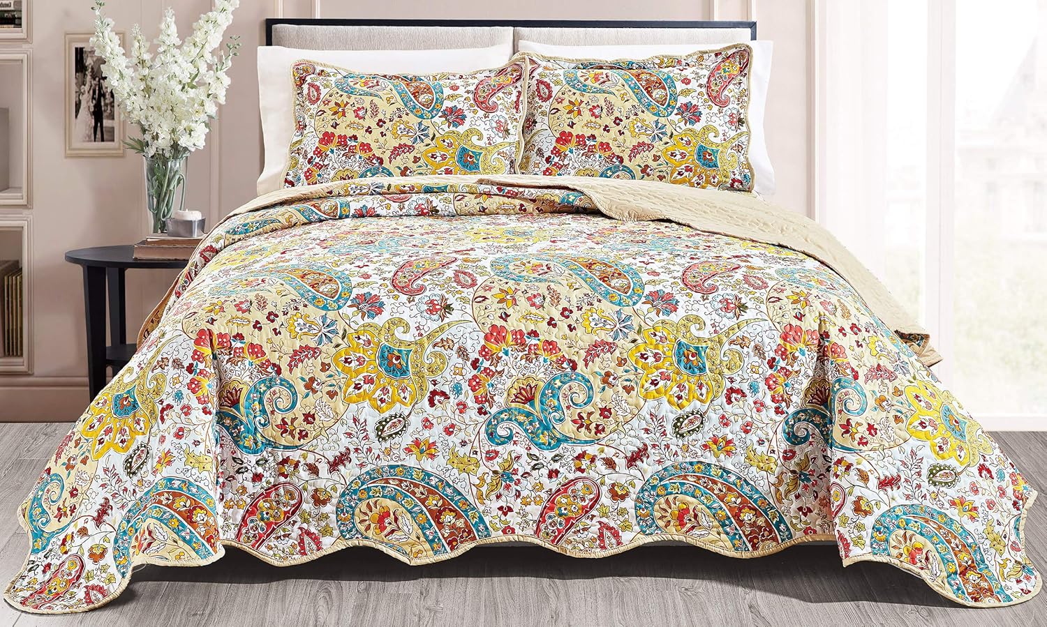 Grand Linen Queen Size Quilt Set Oversize 100 x 93