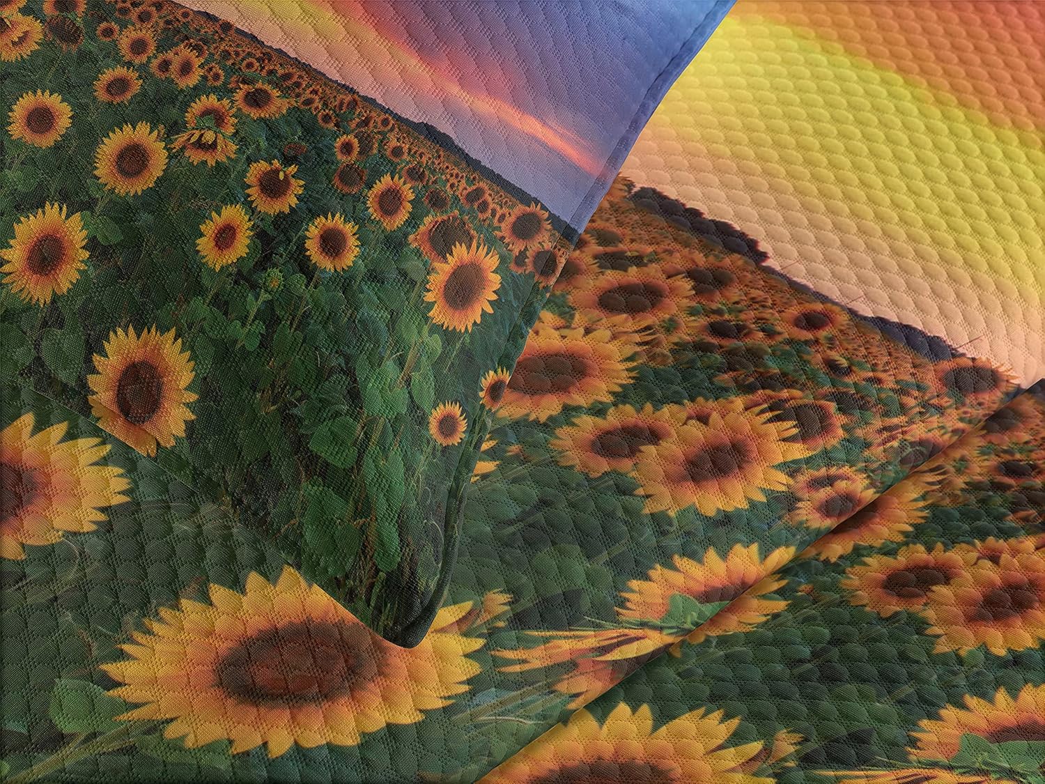 Lunarable Sunflower Bedspread Set Twin Size Orange Yellow 1