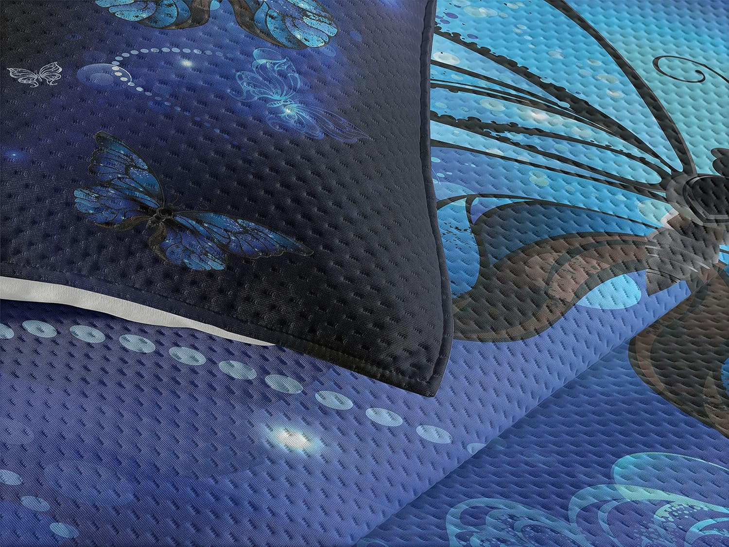 Lunarable Dark Blue Coverlet Set Queen Size