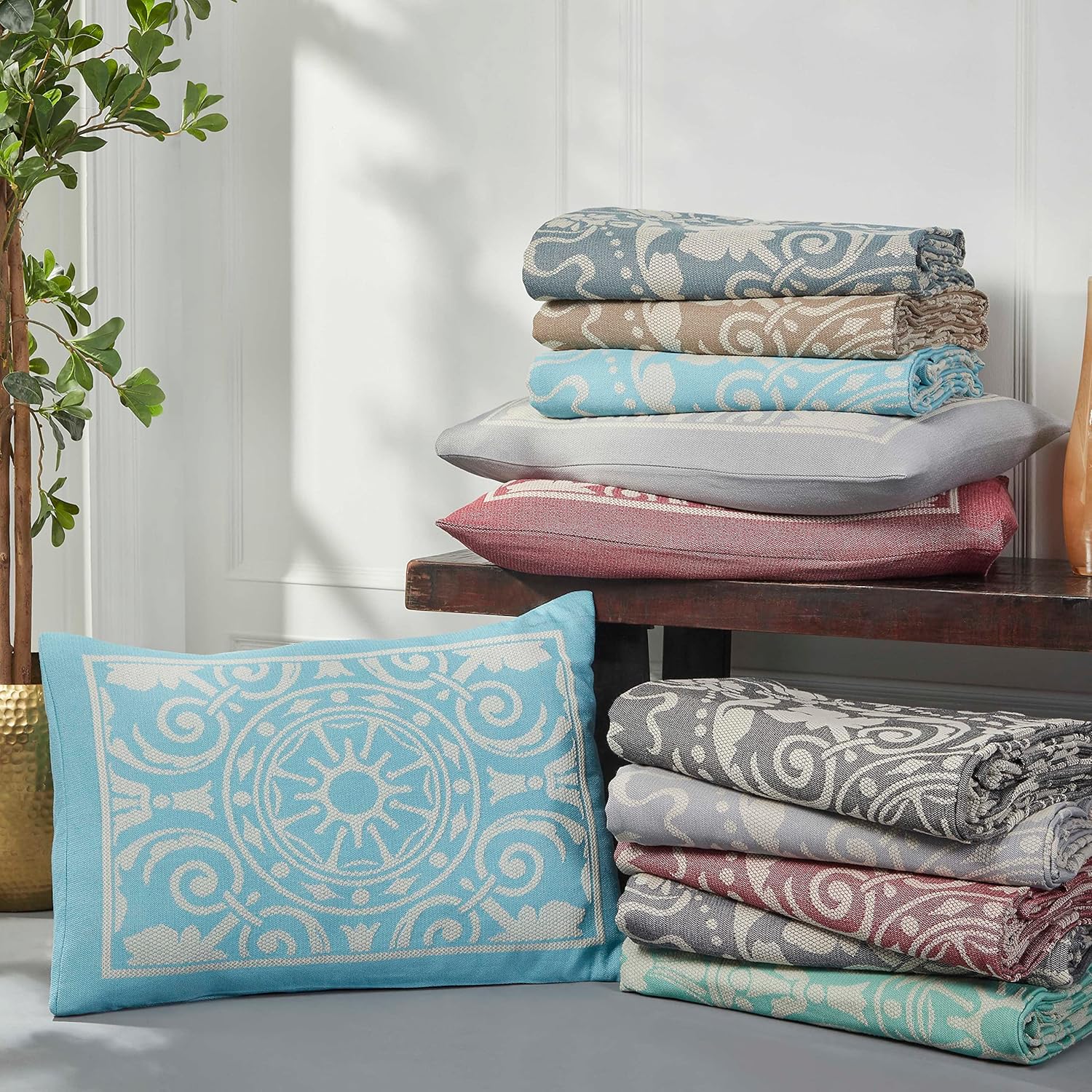 Superior Cotton Blend Bedspread Set Twin Aqua