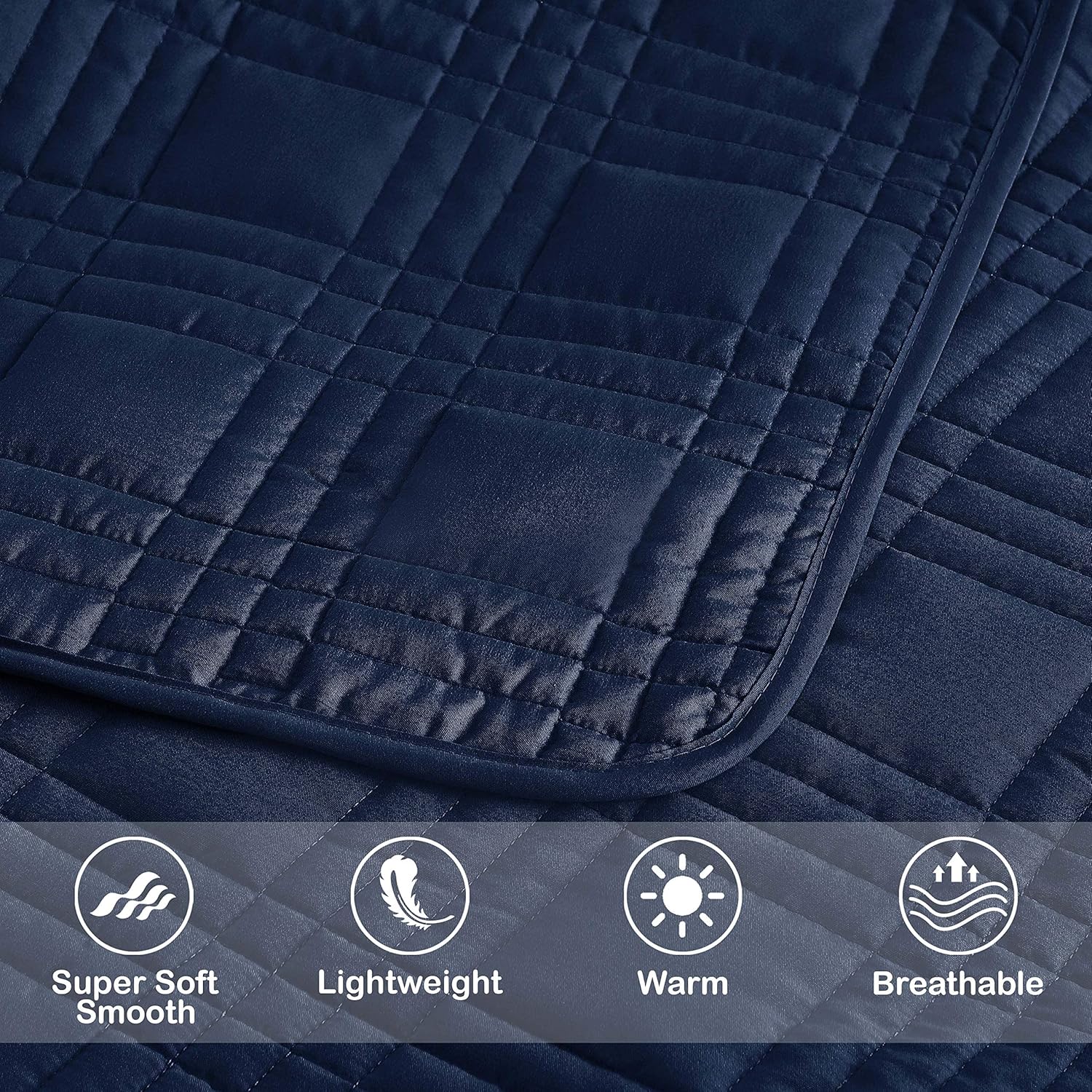 Chezmoi Kingston Queen Bedspread Set 3-Piece Navy