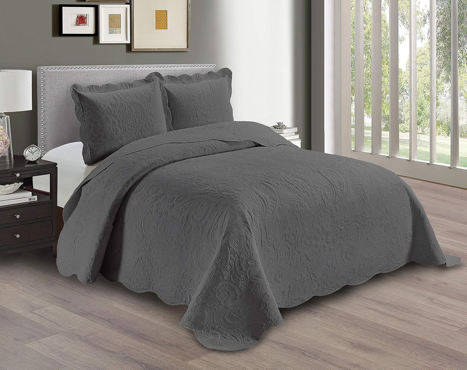 Linen Plus Embossed Coverlet Bedspread Set 1