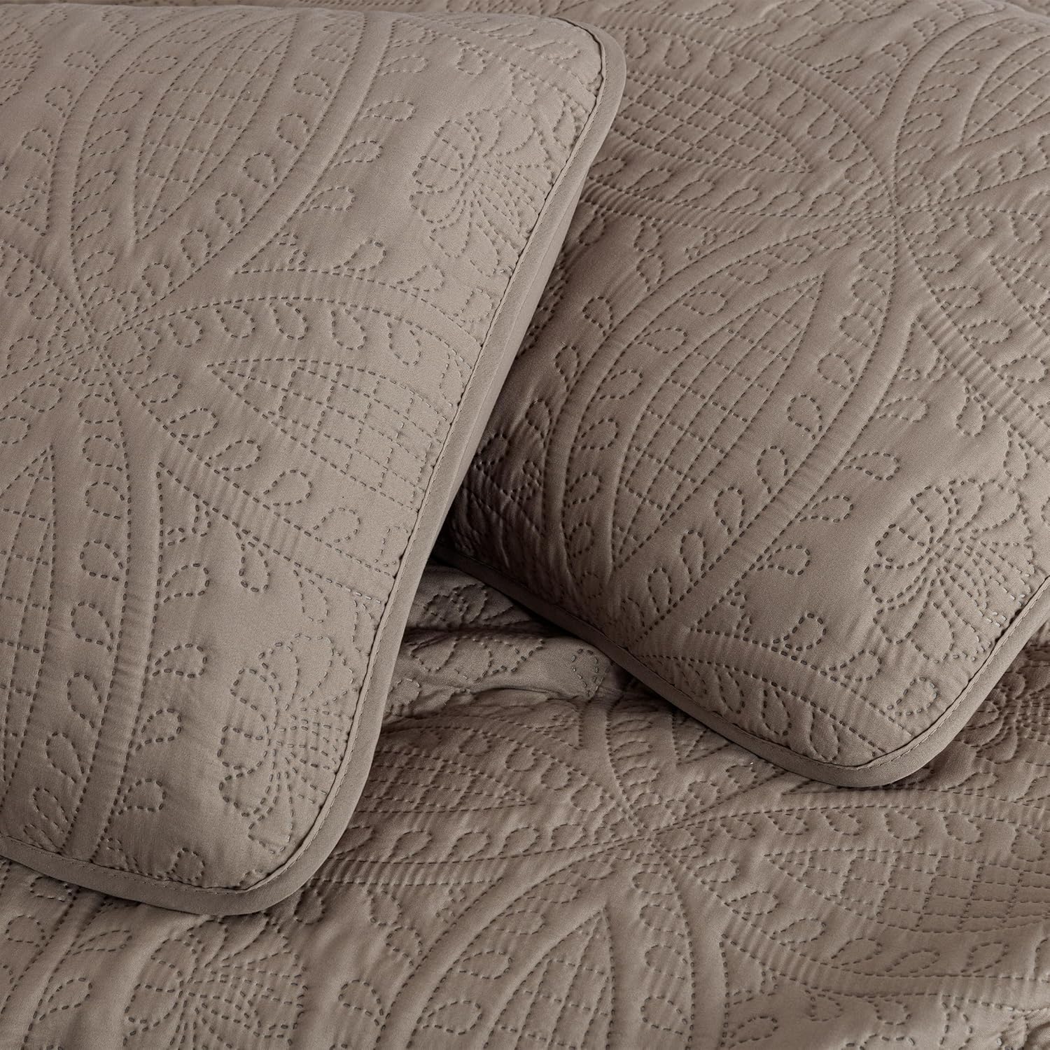 Chezmoi Austin 3-Piece Bedspread Set Queen Taupe